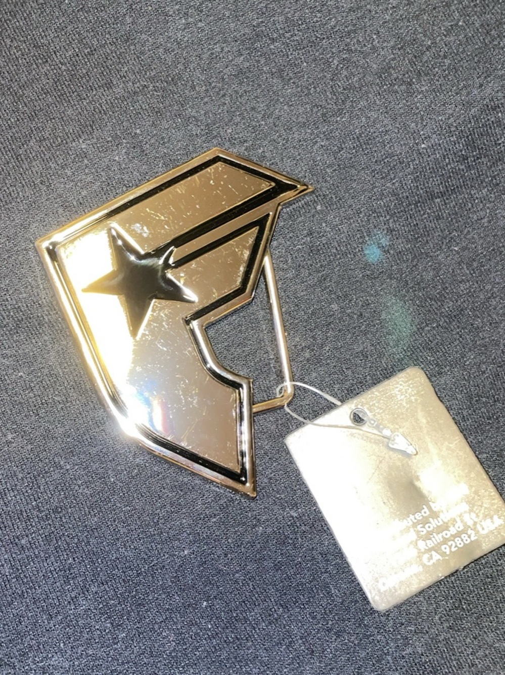 Famous Stars & Straps Metallic Gold Logo Belt Buckle